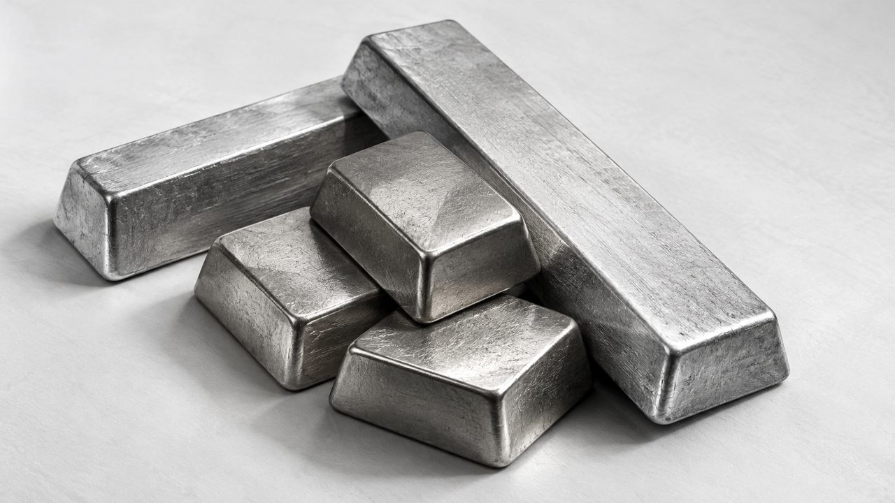 Editorial illustration of unmarked precious-metal bullion bars.